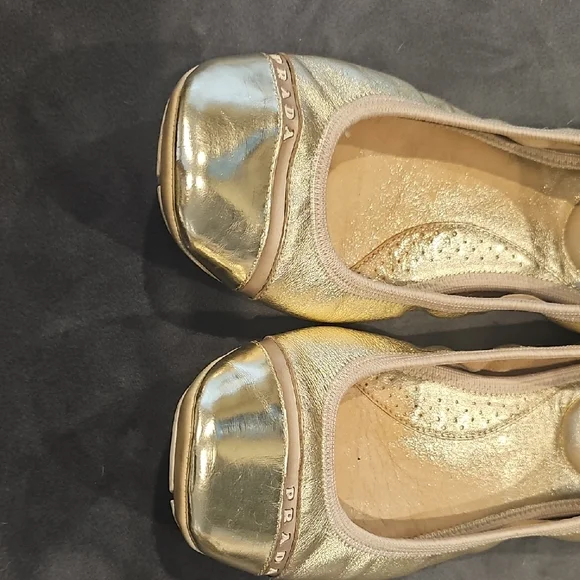 Prada Metallic Gold Flats - Picture 4 of 10